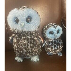 Ty Beanie Boo Yago Owl Set - 9 “and 6” Stuffed Animals Plush Collectible